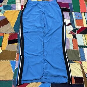 Y2K Reebok Baby Blue Lined Navy Striped Trackpants XL